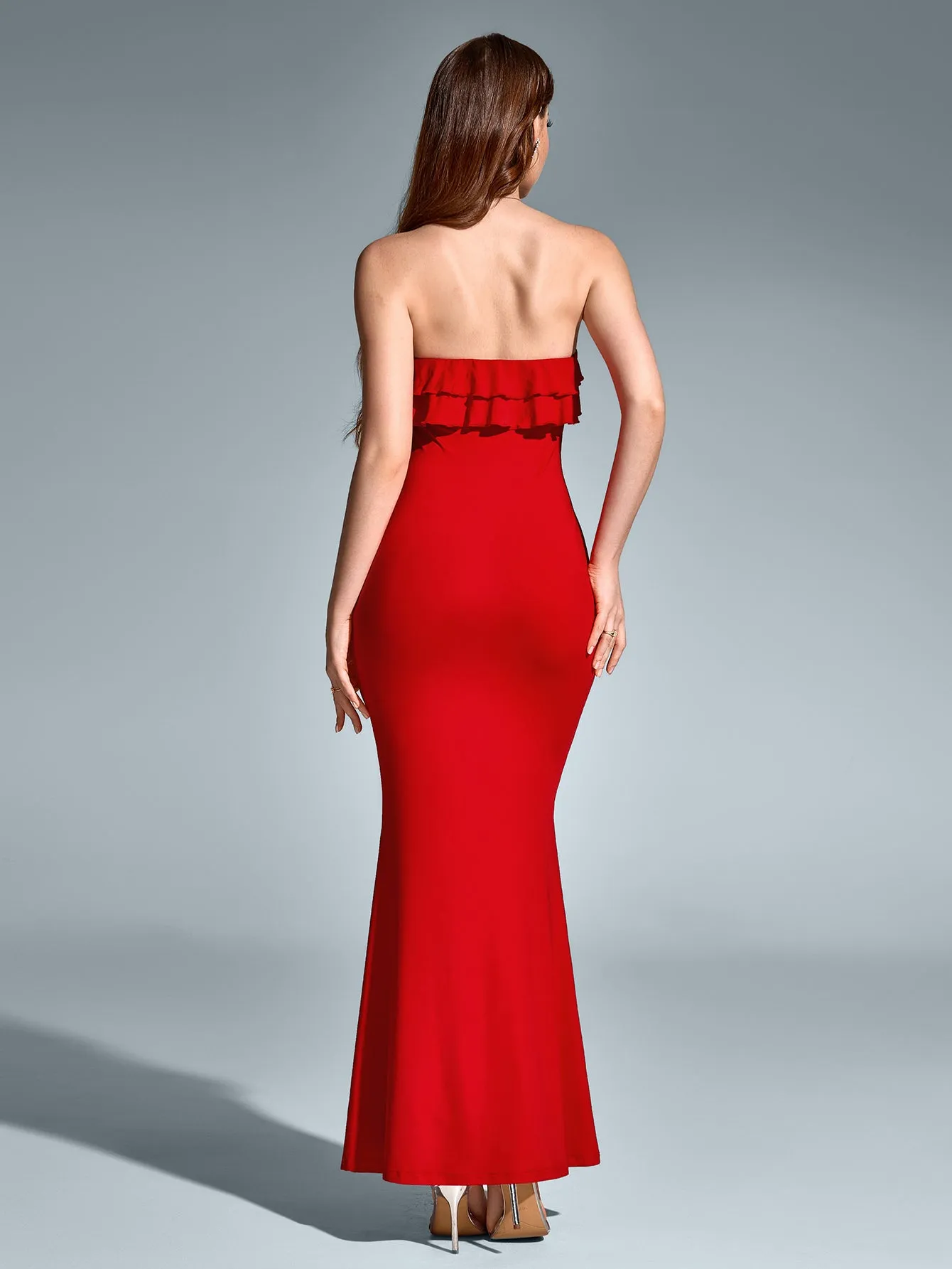 Embellished Trim Tie Front Mermaid Tube Dress
