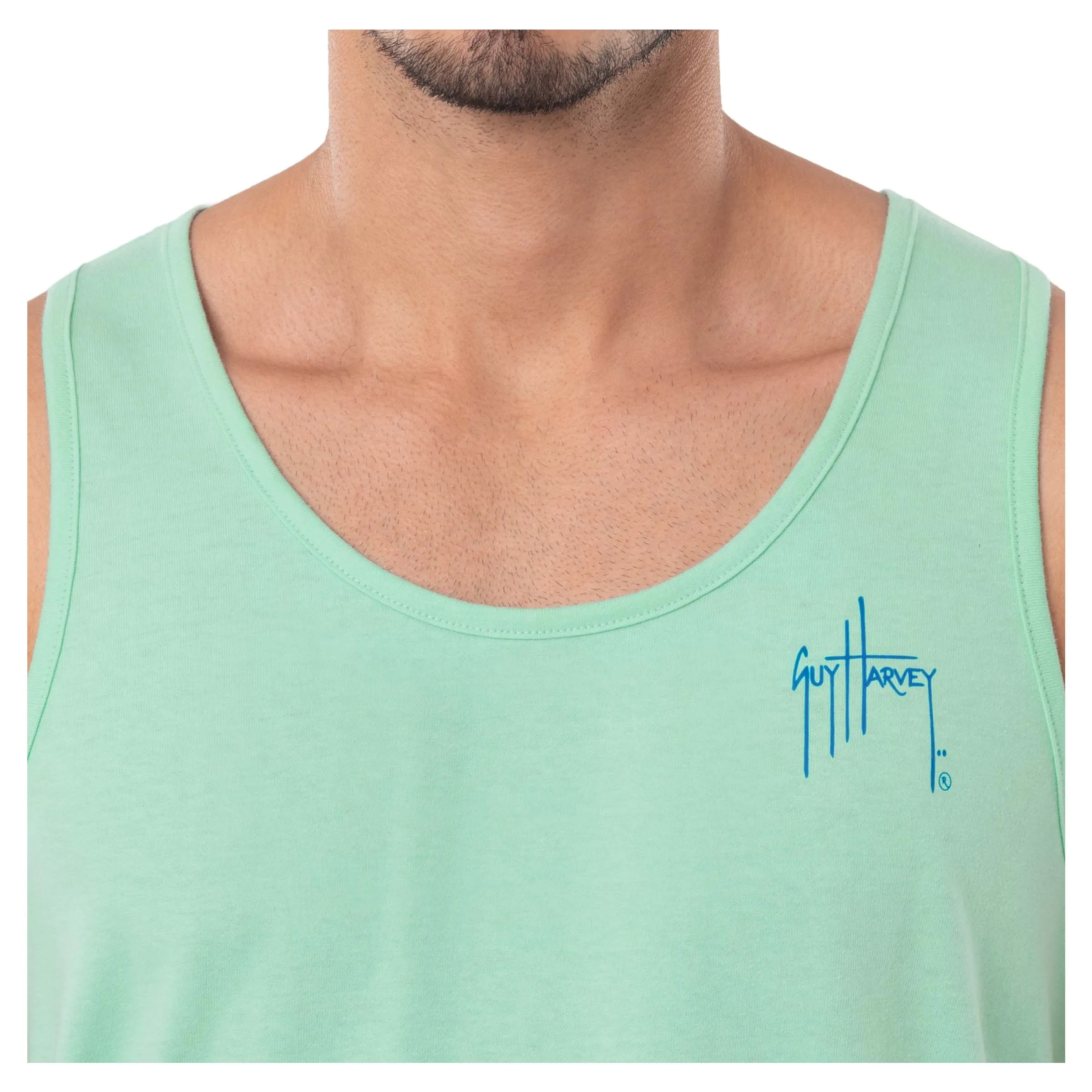 Men's Fishing Paradise Green Tank Top