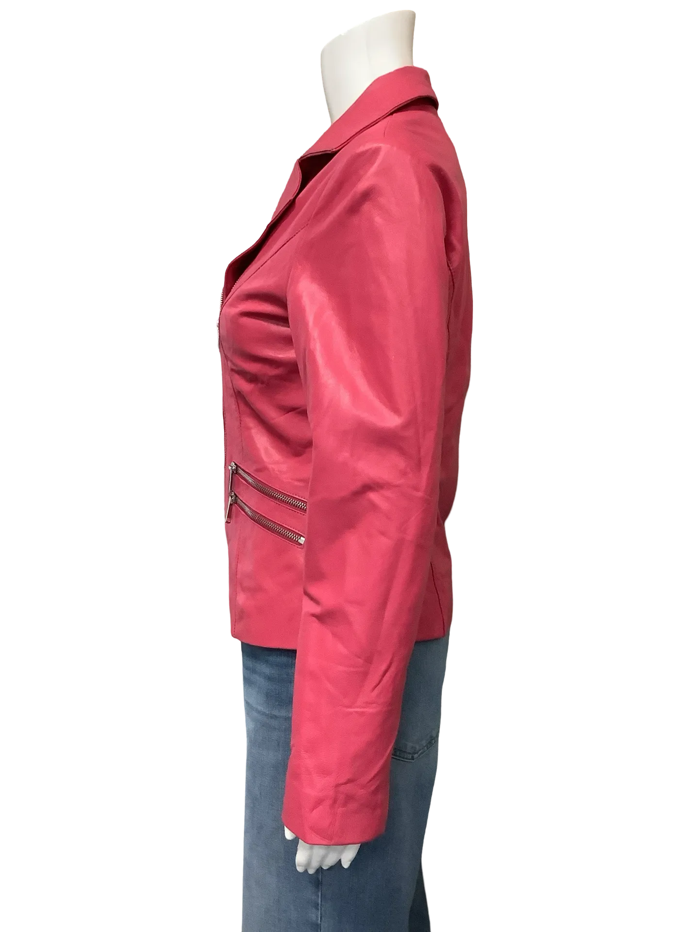 Neiman Marcus Women's Leather Biker Jacket Pink Size: S